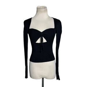 ASTR black knit long sleeves cut out fitted top size XS